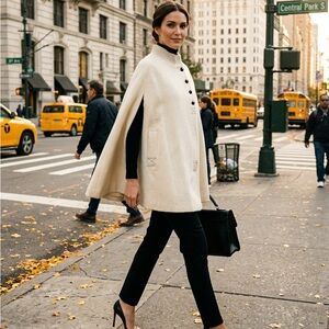 Vintage 1970s Maclon Denmark Wool Beige Coat Capelet